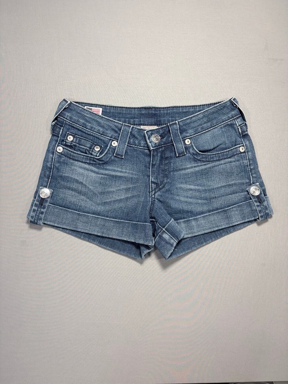 Y2K 2000's True Religion Made in USA Micro Mini Shorts Dark Wash Women's 27